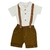 CONJUNTO BODY CAMISA LINHO, BERMUDA SARJA E SUPENSÓRIO GROW UP