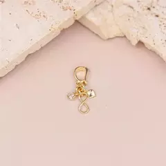 Pingente mini coração zircônia e infinito