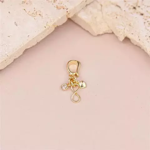 Pingente mini coração zircônia e infinito