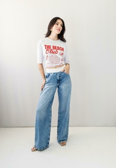 Calça jeans cintura branca na internet