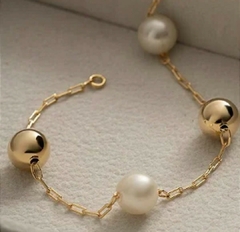 Pulseira Dourada Esfera Luxo