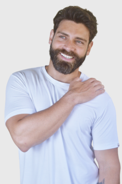 Camiseta antidor masculina branca, modelo ajustado