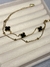 Pulseira Trevo Preto Dourado Aço Inoxidável