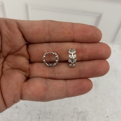 Argollitas hojas con strass de acero - comprar online