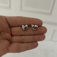 Aros corazon animal inflados plateados - comprar online