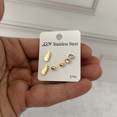 Mix aros alas de acero dorado - comprar online