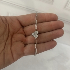 Pulsera de acero corazon con strass - comprar online