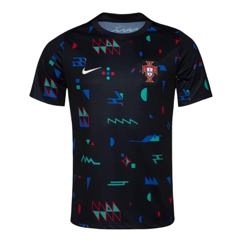 Camisa Nike Seleção de Portugal Pré-jogo 24/25 Torcedor Masculina Preta azul vermelho e verde