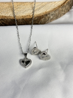 Set cadena corazón plateado ✨