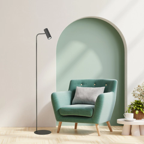 Lampara de pie Fatu negra apta LED - comprar online