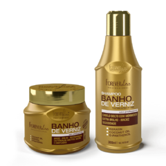 Kit Forever Liss Professional Banho de Verniz Shampoo 300ml + Máscara 250g Forever Liss