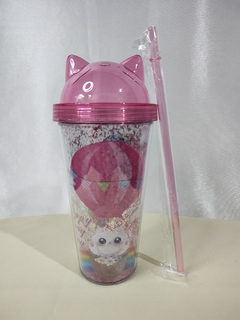 VASO PLASTICO CON SORBETE INFANTIL TRENDY GATITO 400ML