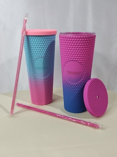 VASO PLASTICO DIAMANTE TRENDY CON SORBETE 750ML en internet