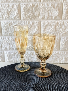 COPA CHAMPAGNE ROMBOS AMBAR GLASS WARE 350ML PACK X 6 - AyG Deco-Bazar
