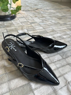 Slingback Amelia Preto - 2K Shoes