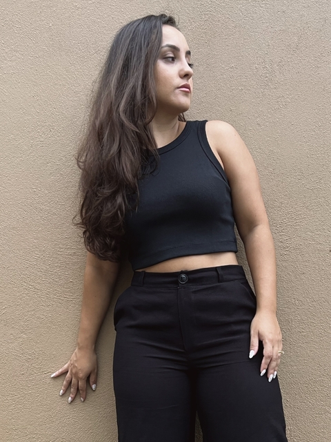 Cropped Canelado Preto