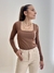 Blusa Decote Quadrado Marrom - loja online