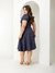 Vestido Pérola Bella Azul Mesclado com Cinto - comprar online