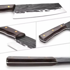 CUCHILLO LARGO MANGO DE MADERA REFORZADO+DE REGALO SET X6 CUCHARAS ACERO INOX en internet