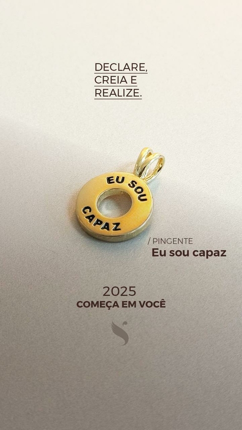 PINGENTE AFIRMAÇÕES EU SOU CAPAZ BANHADO A OURO 18K - comprar online