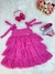 Vestido Infantil Pink de Alça e Com Plumas Luxo(KK3478RC) - loja online