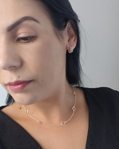 Choker Corações em Prata 925