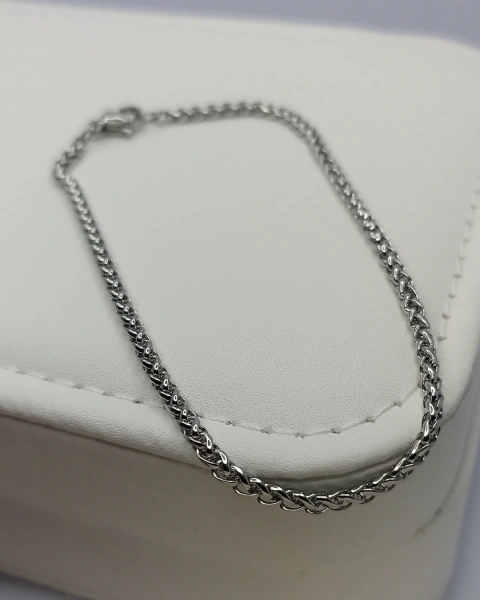 Pulseira Masculina Malha Trigo em Aço Inoxidável