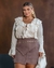 Short Saia Suede Marrom Recortes MF