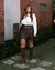 Short Saia Marrom Couro PU