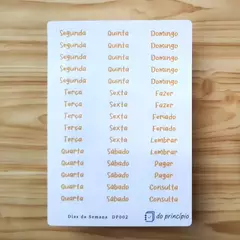 Cartela Dias da Semana DP002 na internet