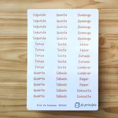 Cartela Dias da Semana DP002 - loja online