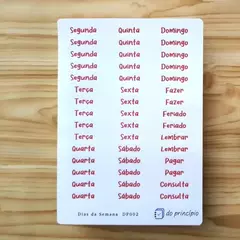 Cartela Dias da Semana DP002 - loja online