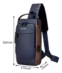 MOCHILA CRUZADA ANTIRROBO IMPERMEABLE + USB PREMIUM - Click Argento