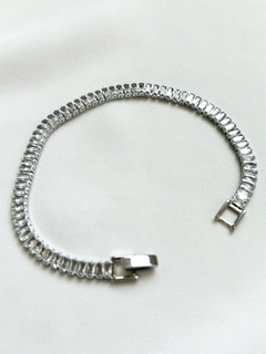 Pulseira riviera prata zircônia baguete na internet
