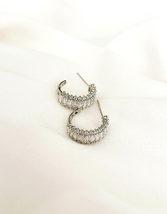 Argola zirconias e cristais prata - comprar online