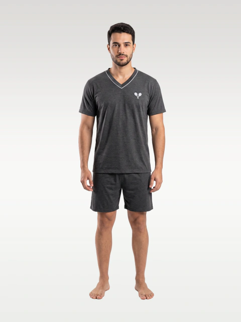 Pijama Masc. Curto Gola V Malha PV