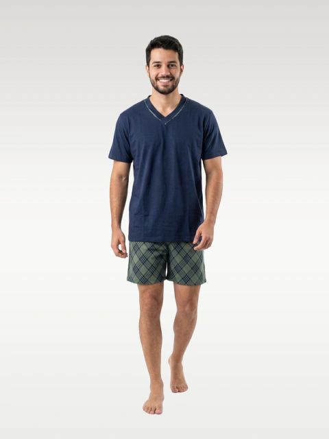 Pijama Masc. Curto Gola V Algodão