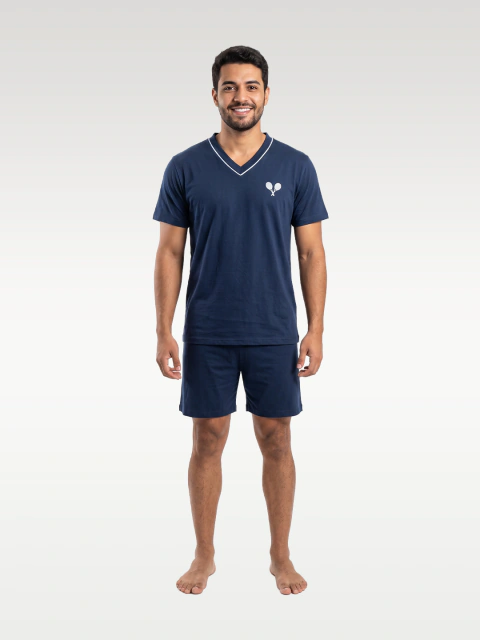 Imagem do Pijama Masc. Curto Gola V Malha PV