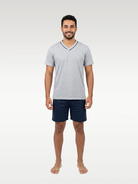 Pijama Masc. Curto Gola V Algodão - loja online