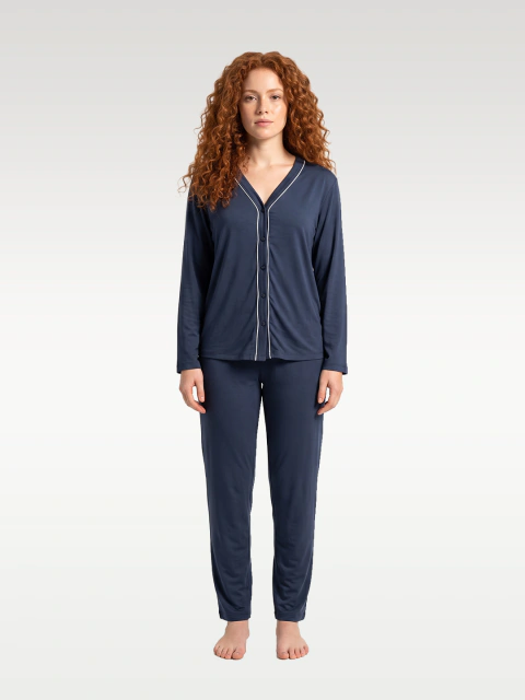 Imagem do Pijama Fem. Longo Americano Suede sem Gola