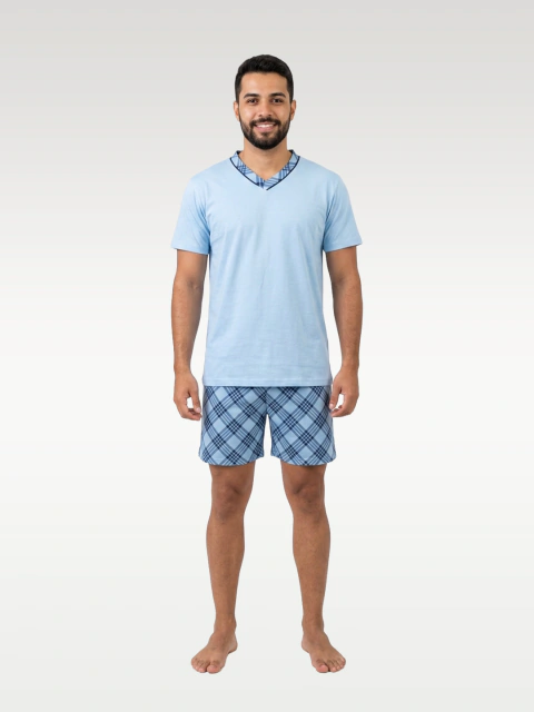 Pijama Masc. Curto Gola V Algodão na internet