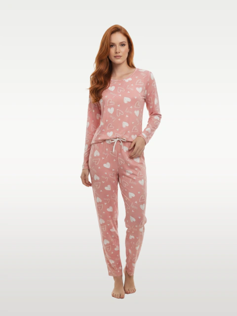 Pijama Fem. Longo Suede Calça com Barra - Adriana Rufato Confecções | Pijamas e Uniformes Escolares