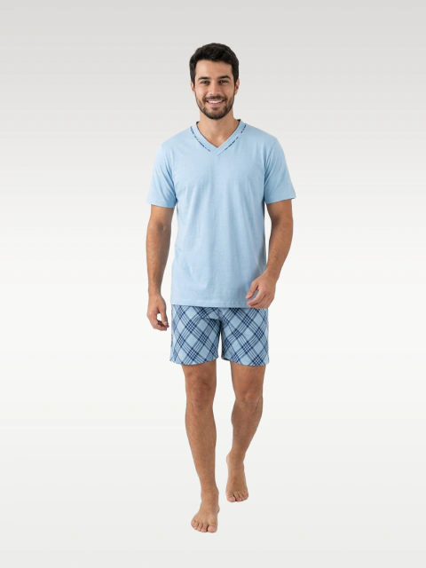 Pijama Masc. Curto Gola V Algodão - loja online