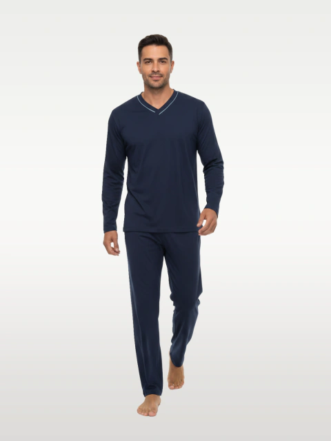 Imagem do Pijama Masc. Longo Gola V Algodão