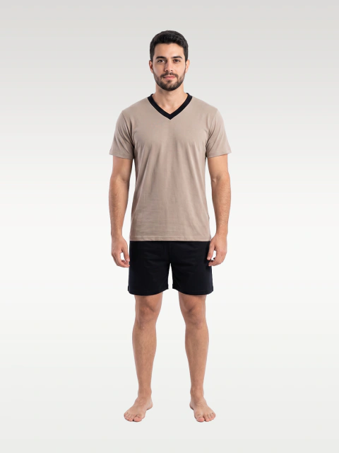 Pijama Masc. Curto Gola V Algodão na internet