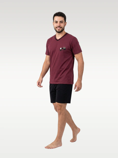 Pijama Masc. Curto Gola V Algodão