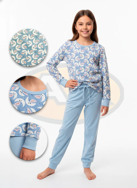 Pijama Infantil Menina Soninho Azul Suede