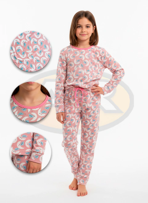 Pijama Infantil Menina Soninho Rosa Suede