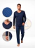 Pijama Masculino Longo Azul Marinho Suede