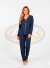 Pijama Feminino Longo Americano Azul Suede na internet